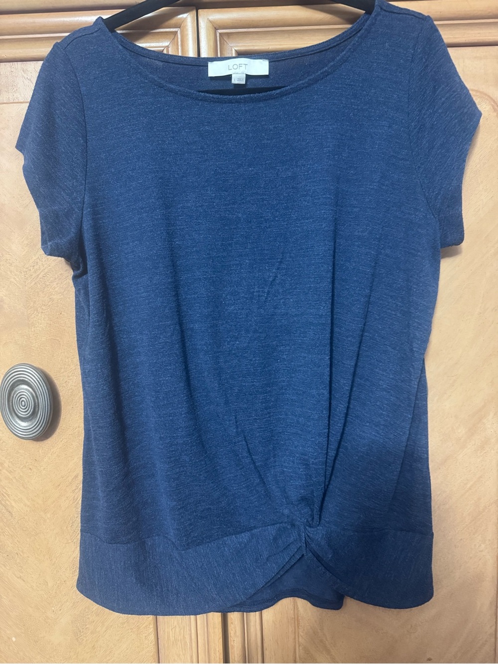 LOFT Navy Short-Sleeve Twist-Front Tee